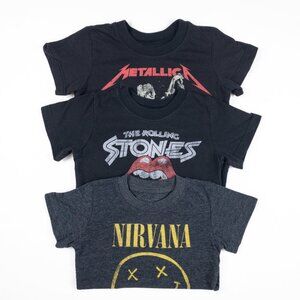 Nirvana Set of 3 T Shirt Metallica and The Rolling Stones Baby Toddler 18 M